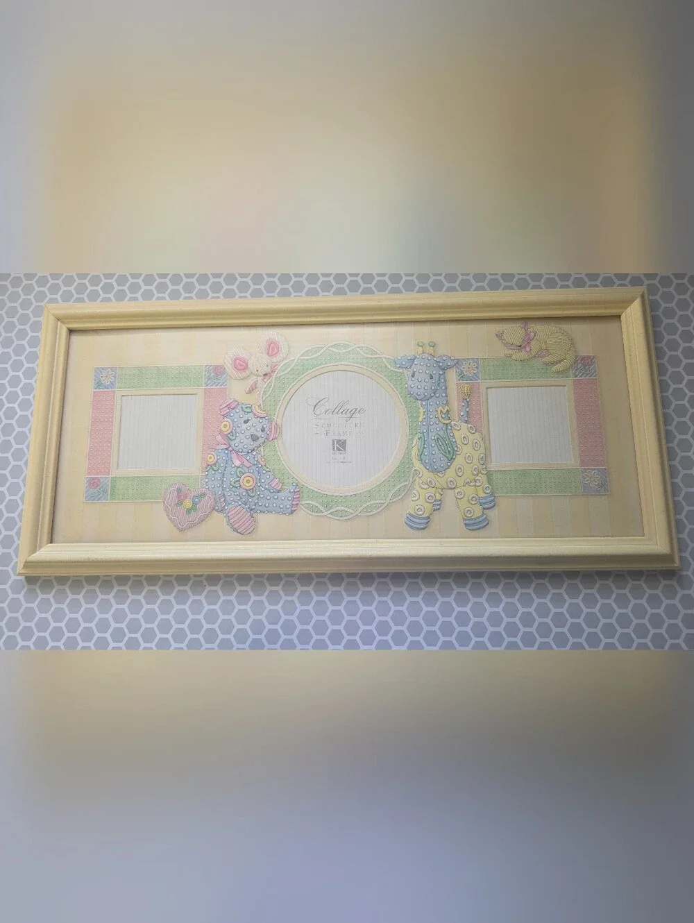 K & Company Collage Vintage Inspired Baby Nursery Frame Pastel Cottagecore 22x9
